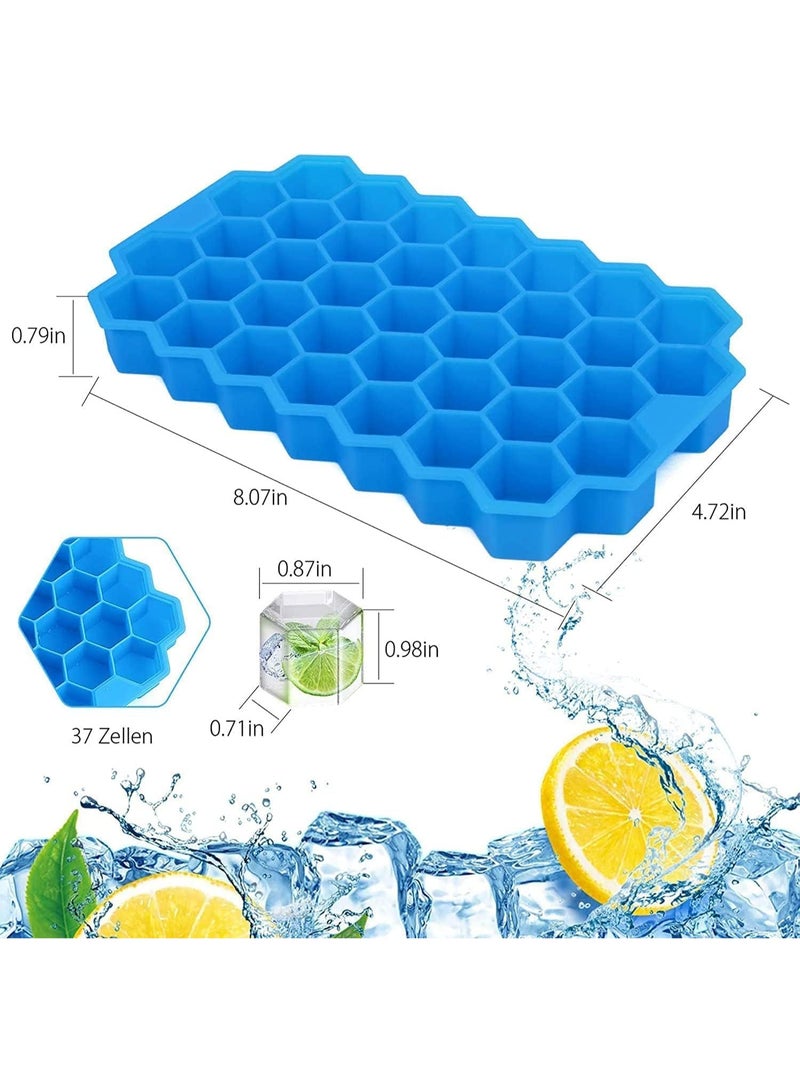 صينية مكعبات ثلج بغطاء، قوالب سيليكون وعبوة واحدة من 37 خلية ثلج، معتمدة من قانون الأغذية والسلع الألمانية، خالية من البيسفينول ايه (متعددة الالوان، عبوة واحدة) - Image 2